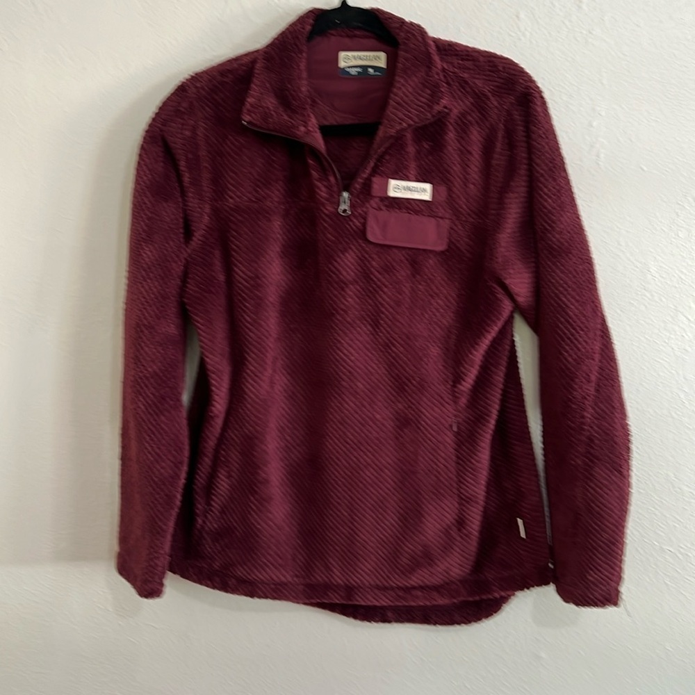 Man’s Size Medium Fleece. 1/4 Zip Maroon Long Sleeve Funnel Neck Jacket